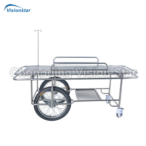 B3 Stainless Steel Wheeled Stretcher with Two Big and Small Wheels