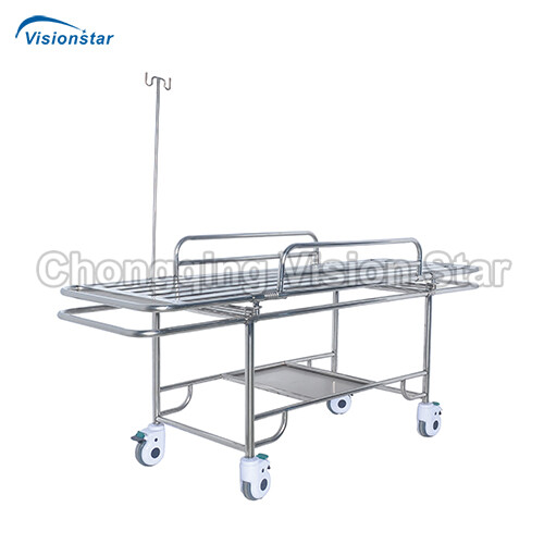 B4 Stainless Steel Stretcher Trolley with Four Small Wheels