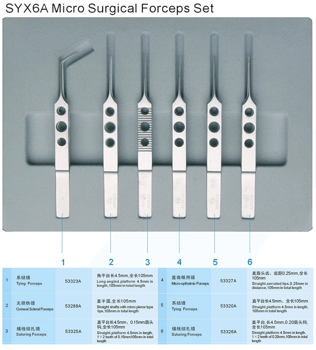 SYX6A Micro Surgical Forceps Set